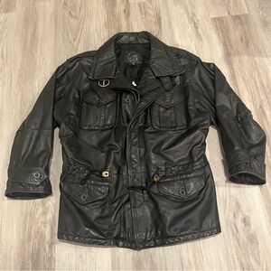 Vintage Women’s Black Leather Jacket Biker Grunge Streetwear